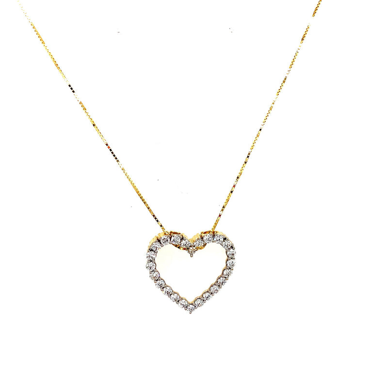 (LD) Collar (corazón) con diamantes de laboratorio en oro amarillo 10kt. 45CM - DGjoyeros
