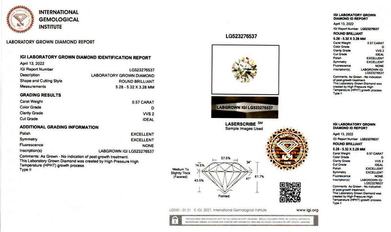 (LD) Diamante de laboratorio 0.57CTS - DGjoyeros