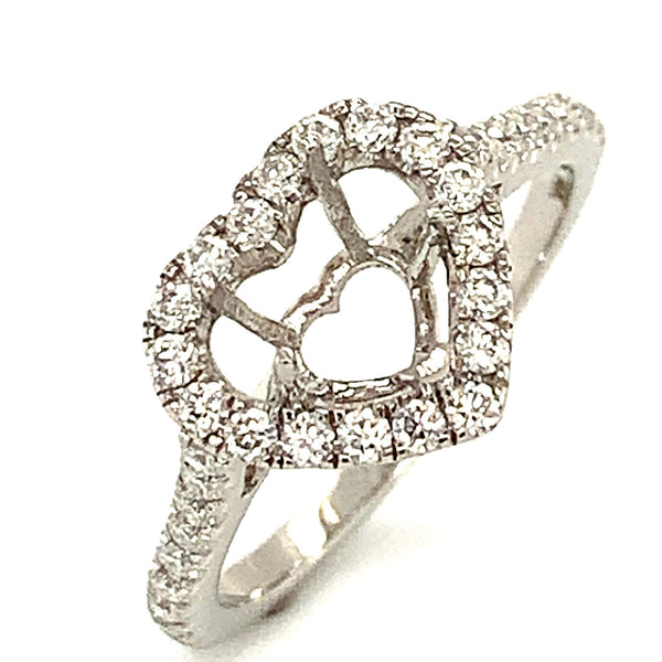 (LD) Montura con diamantes de laboratorio en oro blanco 14kt. - DGjoyeros