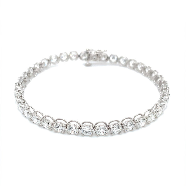 (LD) Pulsera con diamantes de laboratorio oro blanco 14kt. 18cm - DGjoyeros