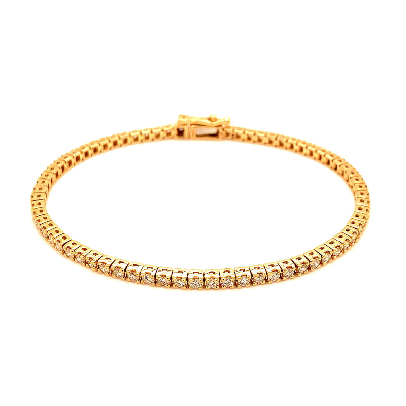 (LD) Pulsera (tennis) con diamantes de laboratorio en oro amarillo 14kt. - DGjoyeros