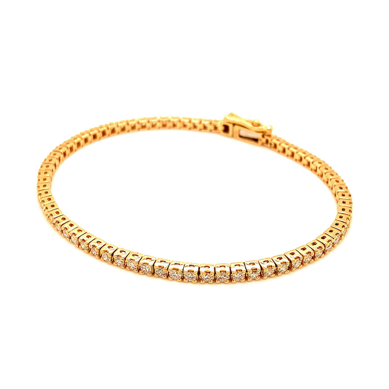 (LD) Pulsera (tennis) con diamantes de laboratorio en oro amarillo 14kt. - DGjoyeros