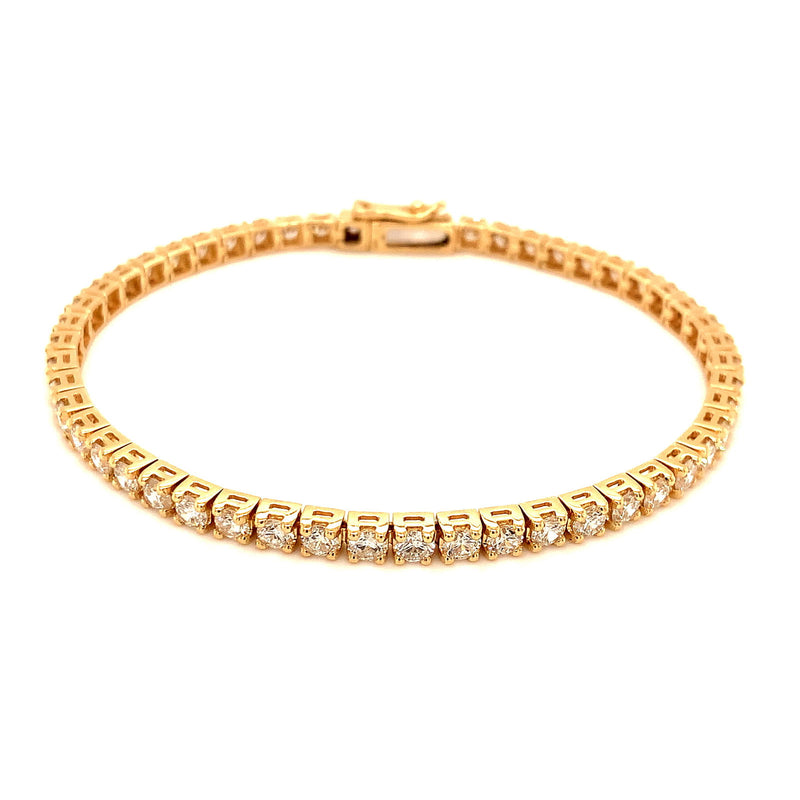 (LD) Pulsera (tennis) con diamantes de laboratorio en oro amarillo 14kt. - DGjoyeros