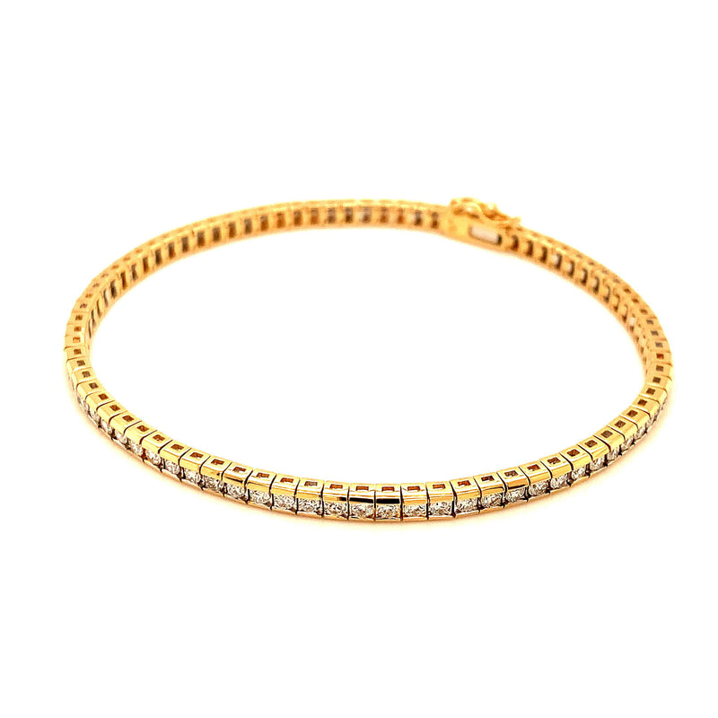 (LD) Pulsera (tennis) con diamantes de laboratorio en oro amarillo 14kt. - DGjoyeros