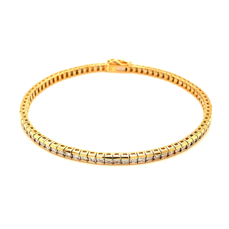 (LD) Pulsera (tennis) con diamantes de laboratorio en oro amarillo 14kt. - DGjoyeros
