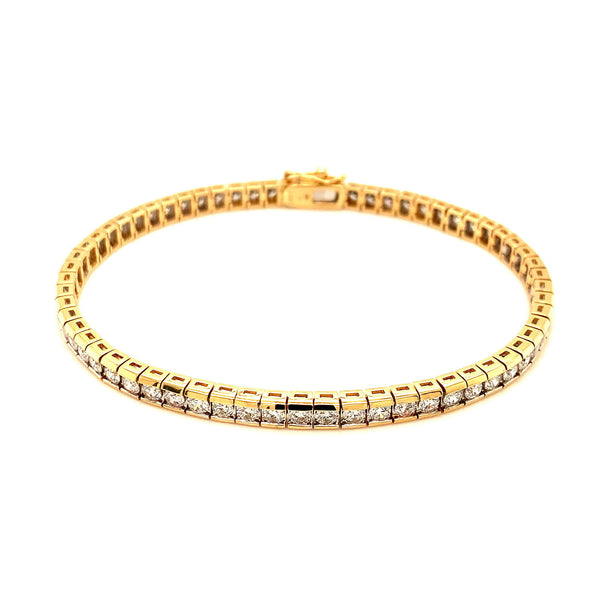 (LD) Pulsera (tennis) con diamantes de laboratorio en oro amarillo 14kt. - DGjoyeros