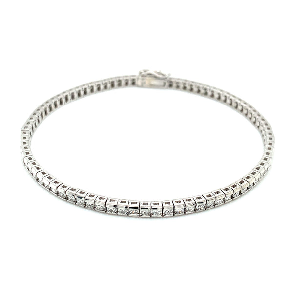(LD) Pulsera (tennis) con diamantes de laboratorio en oro blanco 14kt. - DGjoyeros
