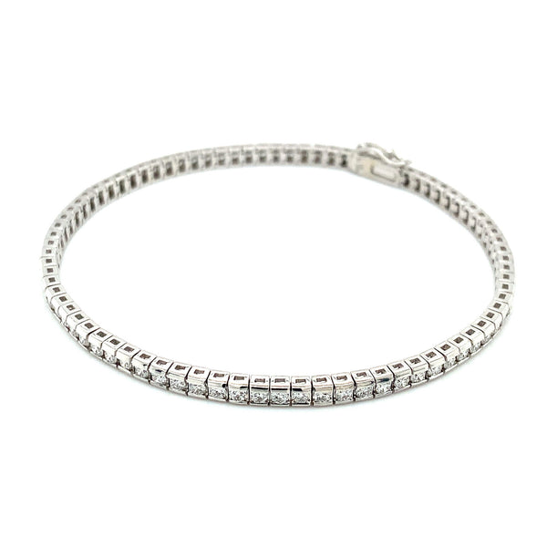(LD) Pulsera (tennis) con diamantes de laboratorio en oro blanco 14kt. - DGjoyeros
