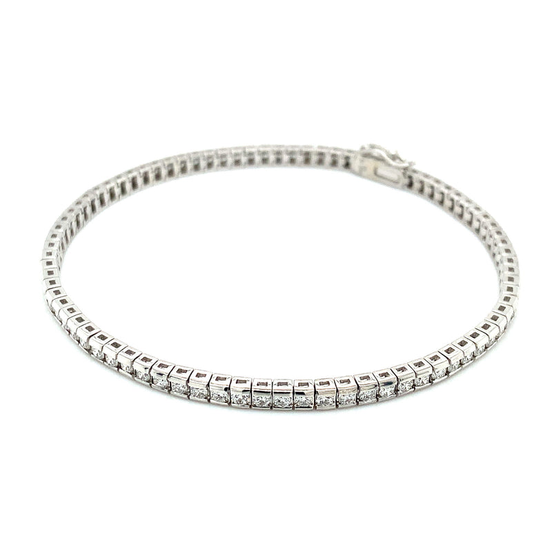 (LD) Pulsera (tennis) con diamantes de laboratorio en oro blanco 14kt. - DGjoyeros