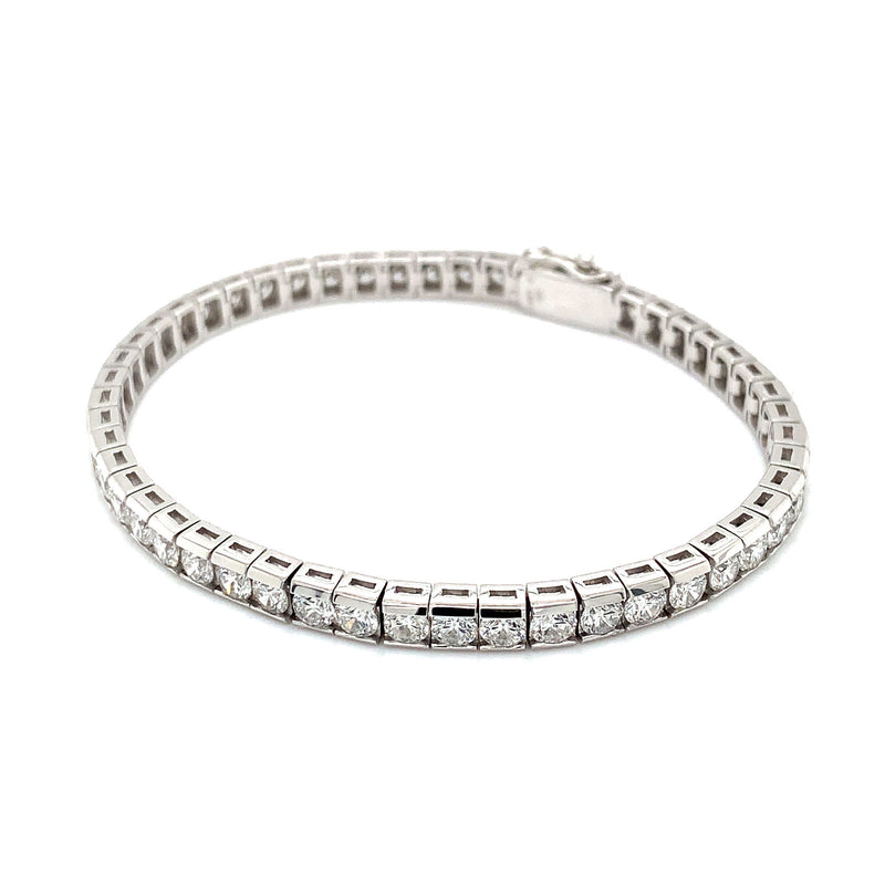 (LD) Pulsera (tennis) con diamantes de laboratorio en oro blanco 14kt. - DGjoyeros
