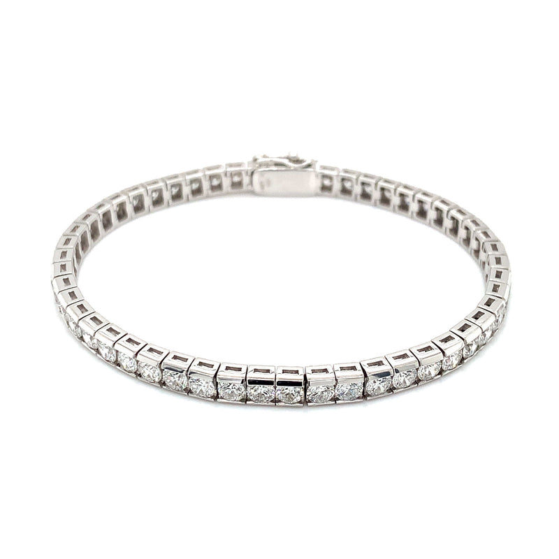 (LD) Pulsera (tennis) con diamantes de laboratorio en oro blanco 14kt. - DGjoyeros