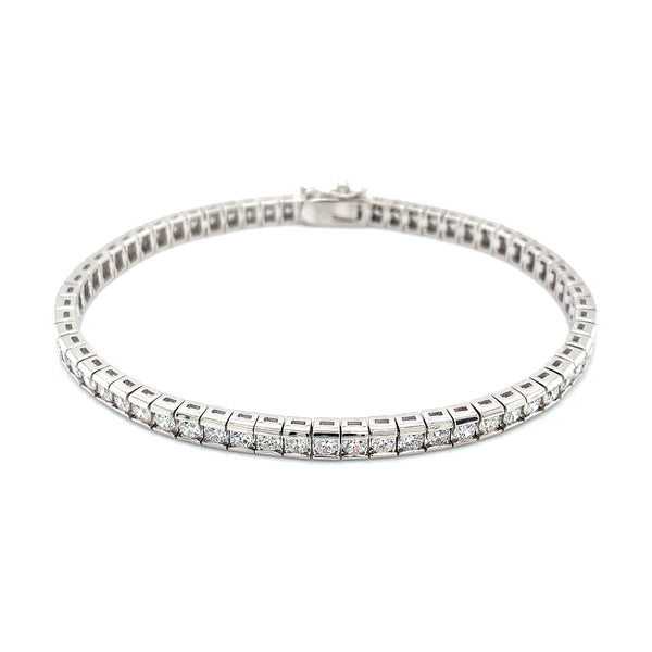 (LD) Pulsera (tennis) con diamantes de laboratorio en oro blanco 14kt. - DGjoyeros