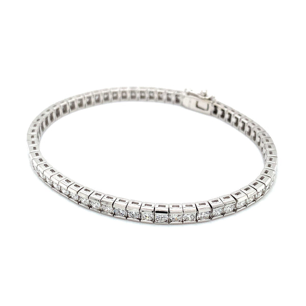 (LD) Pulsera (tennis) con diamantes de laboratorio en oro blanco 14kt. - DGjoyeros