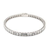 (LD) Pulsera (tennis) con diamantes de laboratorio en oro blanco 14kt. D-6.00Cts