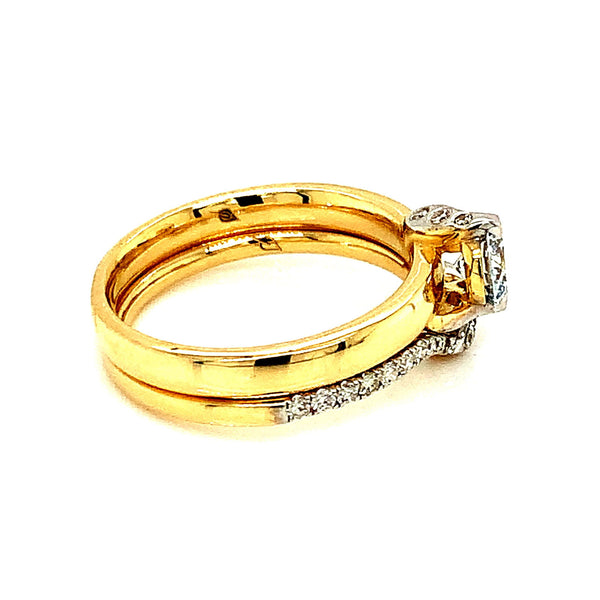 (LD) Set de anillos  con diamantes de laboratorio en oro amarillo 10kt. - DGjoyeros