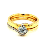 (LD) Set de anillos  con diamantes de laboratorio en oro amarillo 10kt. - DGjoyeros