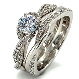 (LD) Set de anillos con diamantes de laboratorio en oro blanco 10kt. - DGjoyeros