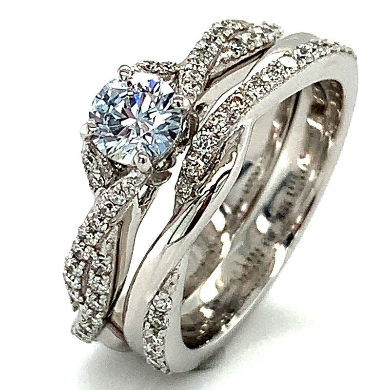 (LD) Set de anillos con diamantes de laboratorio en oro blanco 10kt. - DGjoyeros