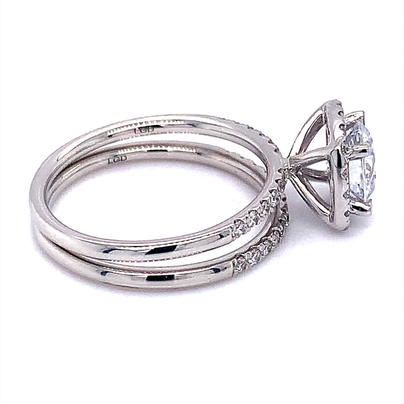 (LD) Set de anillos con diamantes de laboratorio en oro blanco 14kt. - DGjoyeros