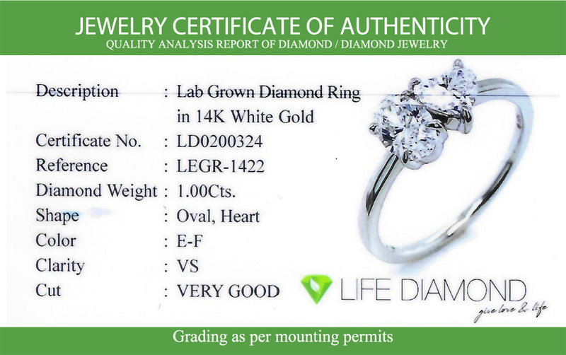 (LD) Anillo con diamantes de laboratorio en oro blanco 14kt. D-1.00cts