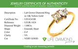 (LD) Anillo con diamantes de laboratorio en oro amarillo 14kt. D-1.00cts