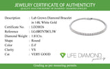(LD) Pulsera (tennis) con diamantes de laboratorio en oro blanco 14kt. D-1.81CT 18cm