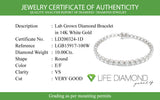 (LD) Pulsera con diamantes de laboratorio oro blanco 14kt. 18cm D-10.00Cts.