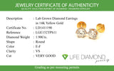 (LD) Aretes con diamantes de laboratorio en oro amarillo 14kt. D-1.90Cts.