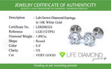 (LD) Aretes con diamantes de laboratorio en oro blanco 14kt. D-1.89Cts.