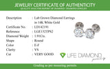 (LD) Aretes con diamantes de laboratorio en oro blanco 14kt. D-1.91Cts.