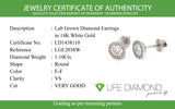 (LD) Aretes con diamantes de laboratorio en oro blanco 14kt. D-1.10Cts.