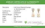 (LD) Aretes con diamantes de laboratorio en oro amarillo 14kt. D-0.75CT