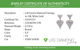 (LD) Aretes (corazón) con diamantes de laboratorio en oro blanco 10kt. D-0.33Cts.