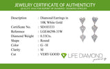 (LD) Aretes (corazones) con diamantes de laboratorio en oro blanco 10kt. D-0.33Cts.
