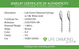 (LD) Aretes con diamantes de laboratorio en oro blanco 14kt. D-1.00Cts.