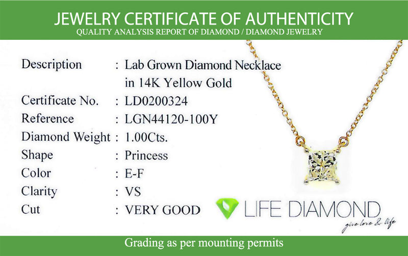 (LD) Collar con diamantes de laboratorio en oro amarillo 14kt. 40.5/45.5CM D-1.00CTS.
