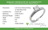 (LD) Anillo con diamante de laboratorio en oro blanco 14kt. D-0.49cts