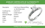 (LD) Anillo con diamante de laboratorio en oro blanco 14kt. D-0.47Cts