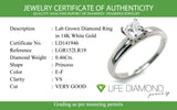 (LD) Anillo con diamante de laboratorio en oro blanco 14kt. D-0.46cts