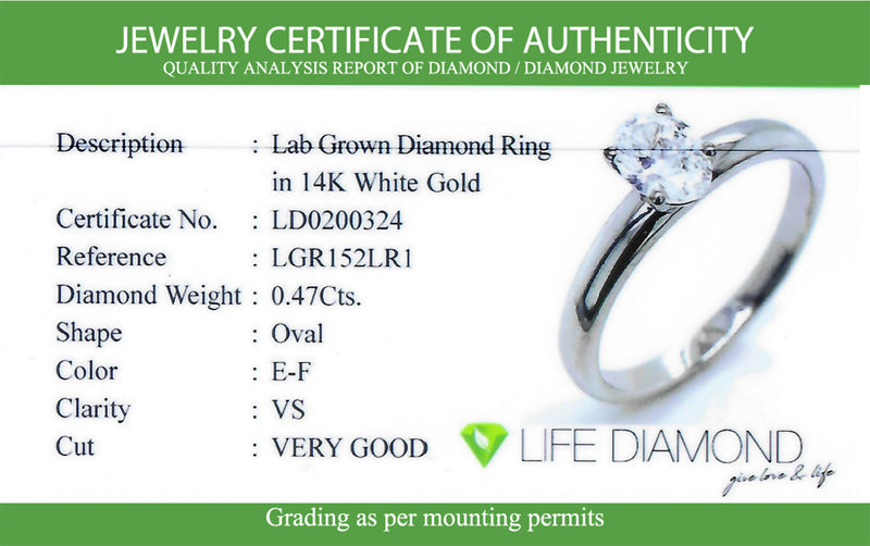 (LD) Anillo con diamantes de laboratorio en oro blanco 14kt. D-0.47cts