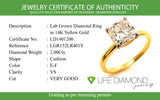 (LD) Anillo con diamante de laboratorio en oro amarillo 14kt. D-2.00Cts.