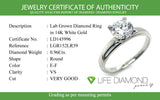 (LD) Anillo con diamante de laboratorio en oro blanco 14kt. D-0.96Cts