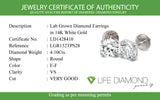 (LD) Aretes con diamantes de laboratorio en oro blanco 14kt. D-4.10Cts.