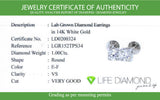 (LD) Aretes con diamantes de laboratorio en oro blanco 14kt. D-1.00Cts.