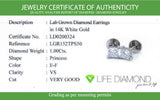 (LD) Aretes con diamantes de laboratorio en oro blanco 14kt. D-1.00Cts.