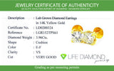 (LD) Aretes con diamantes de laboratorio en oro amarillo 14kt. D-3.96Cts.