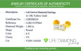 (LD) Aretes con diamantes de laboratorio en oro amarillo 14kt. D-1.00Cts.