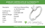 (LD) Anillo con diamante de laboratorio en oro blanco 14kt. D-0.50Cts.