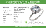 (LD) Anillo con diamantes de laboratorio en oro blanco 14kt. D-1.50CT