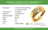 (LD) Banda para caballero con diamantes de laboratorio en oro amarillo 10k. D-0.50CTS.